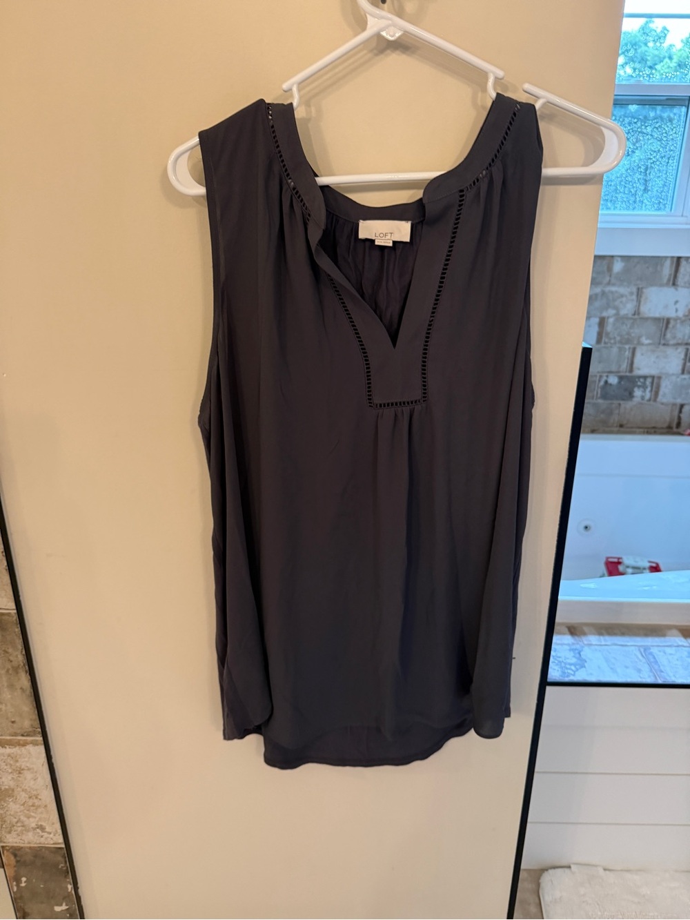 LOFT Maternity Sleeveless V-Neck Shell Top in Charcoal